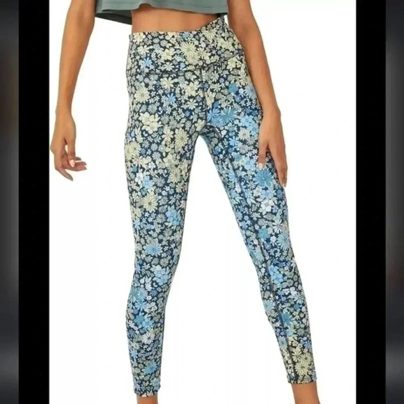 FP Movement by Free People Pants - FREE PEOPLE |  Women's Lose Control Wrap Floral Blue/Yellow Leggings